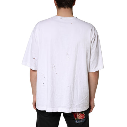 Dolce & Gabbana White Cotton Crewneck Short Sleeve T-Shirt