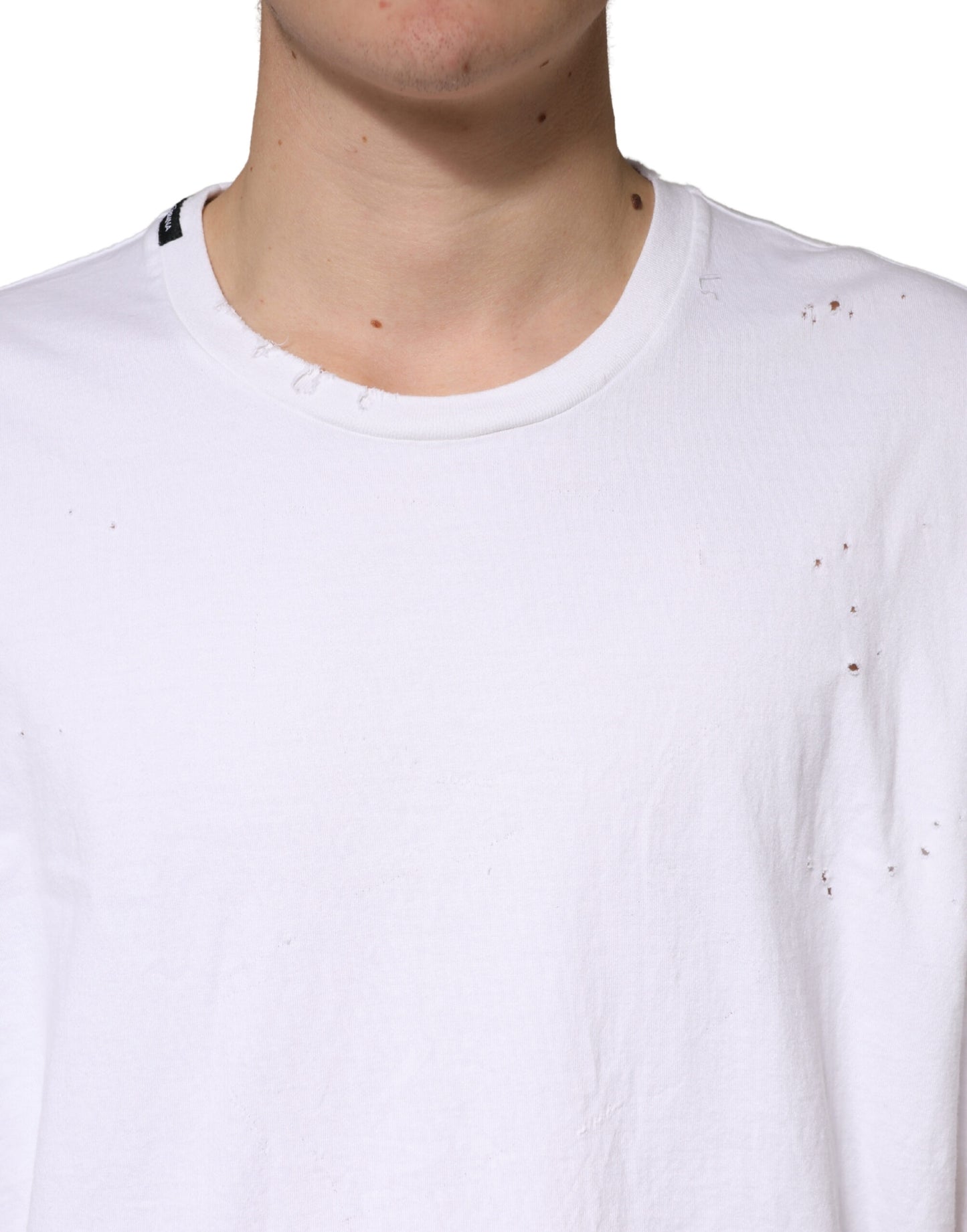 Dolce & Gabbana White Cotton Crewneck Short Sleeve T-Shirt
