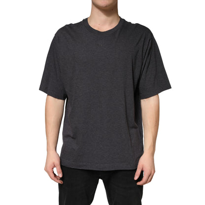 Dolce & Gabbana Dark Grey Cotton Crewneck Short Sleeve