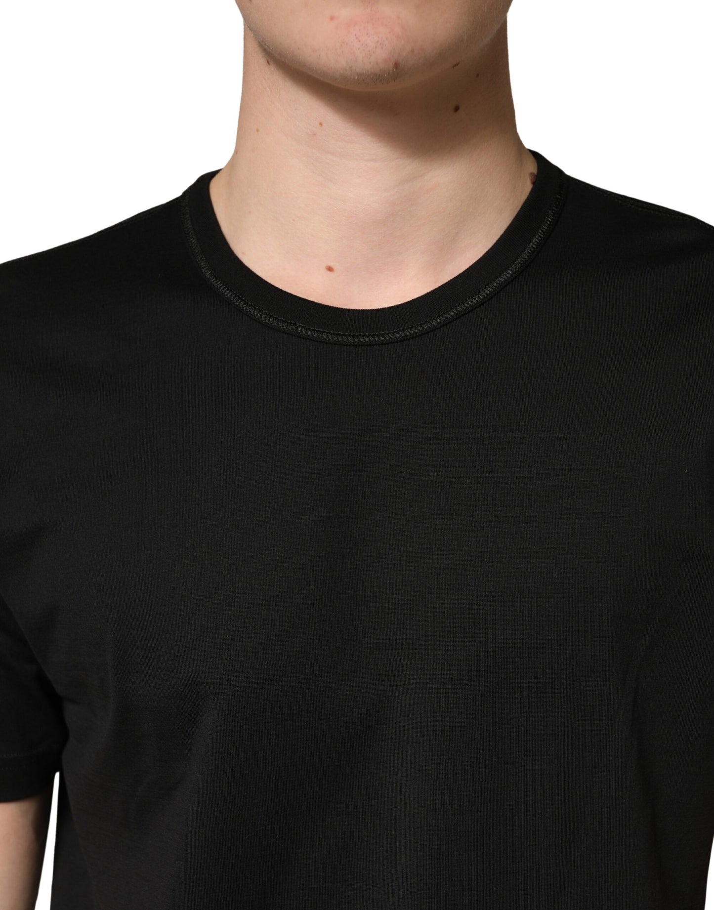 Dolce & Gabbana Black Cotton Crewneck Short Sleeve T-Shirt