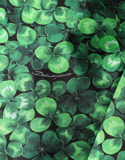 Dolce & Gabbana Green Clover Print Sleeveless A-Line  Dress