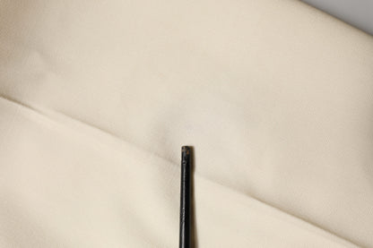 Dolce & Gabbana Ivory Wool Mid Waist Cropped Trouser Pants