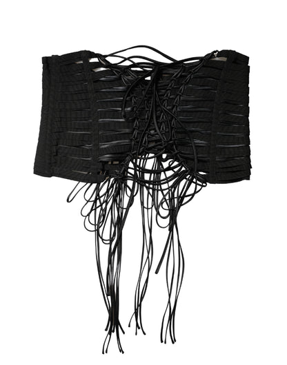Dolce & Gabbana Black Polyester LaceUp Waist Cincher Corset Top