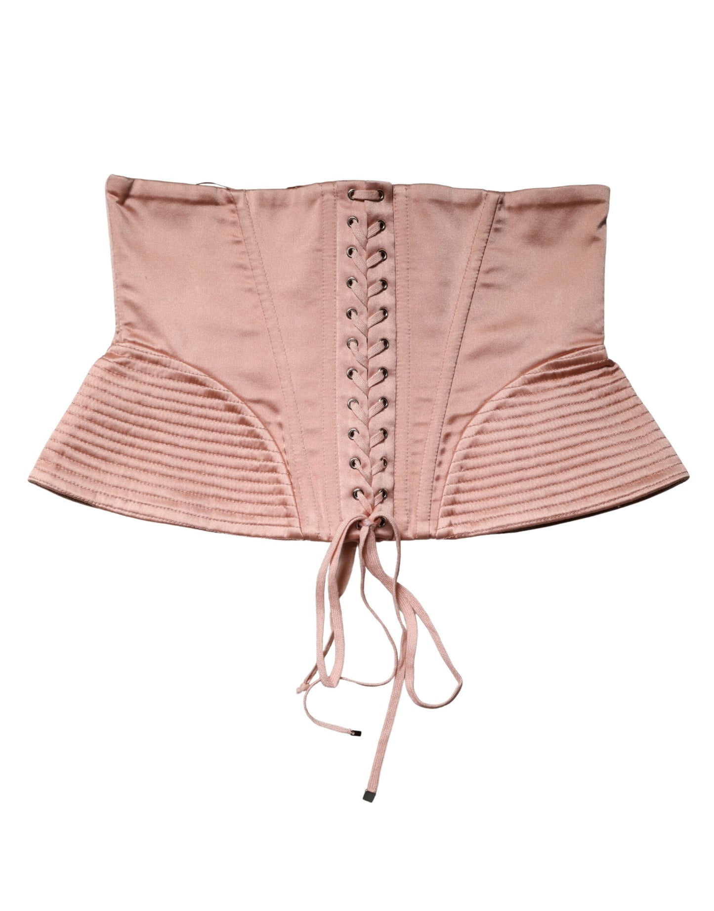 Dolce & Gabbana Pale Pink Silk LaceUp Waist Cincher Corset Top