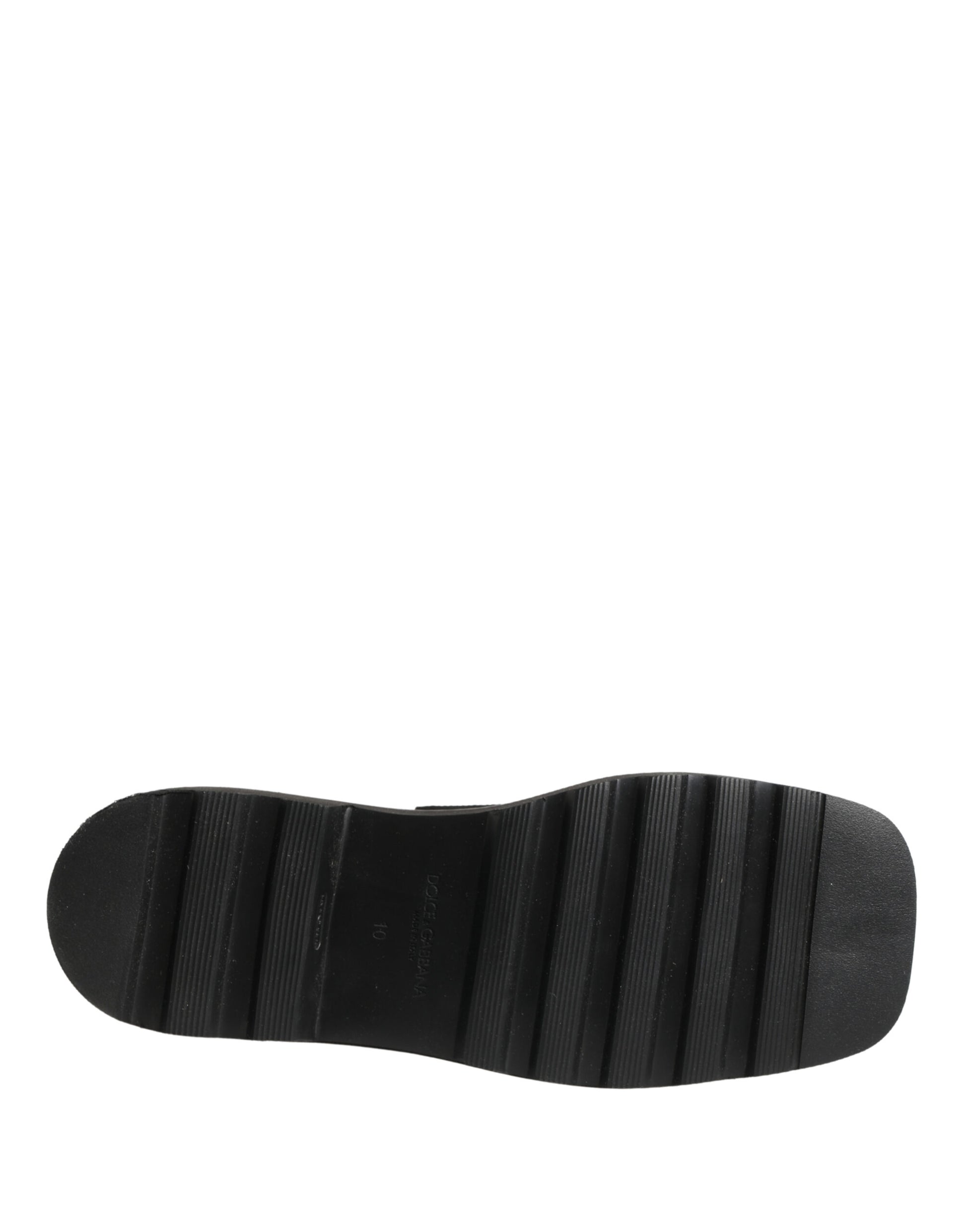 Dolce & Gabbana Black Leather Logo Plaque Ankle Boots Shoes