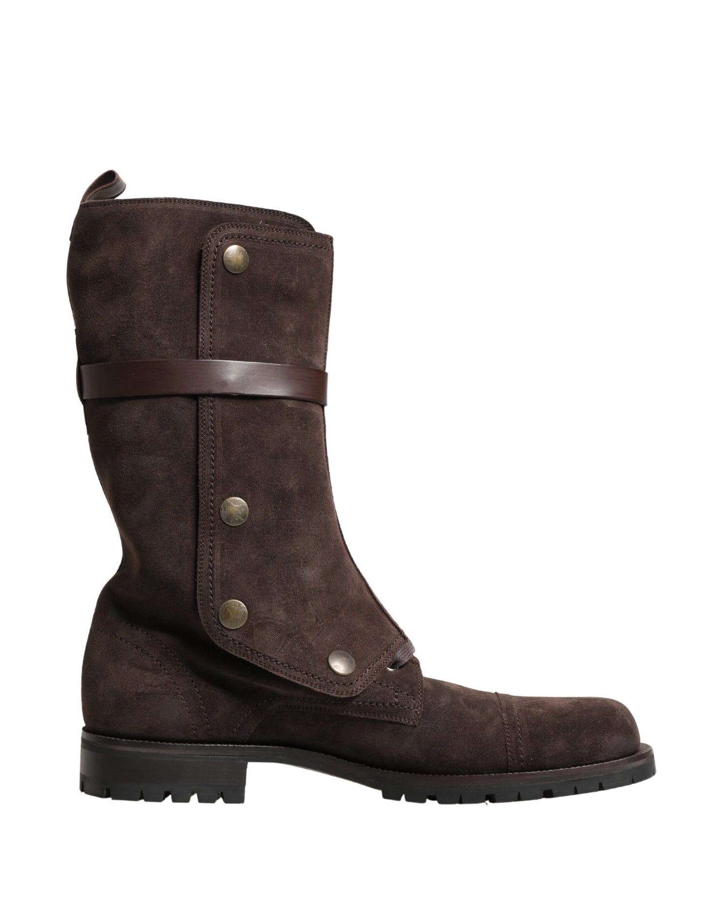 Dolce & Gabbana Brown Suede Leather Combat Ankle Boots  Shoes