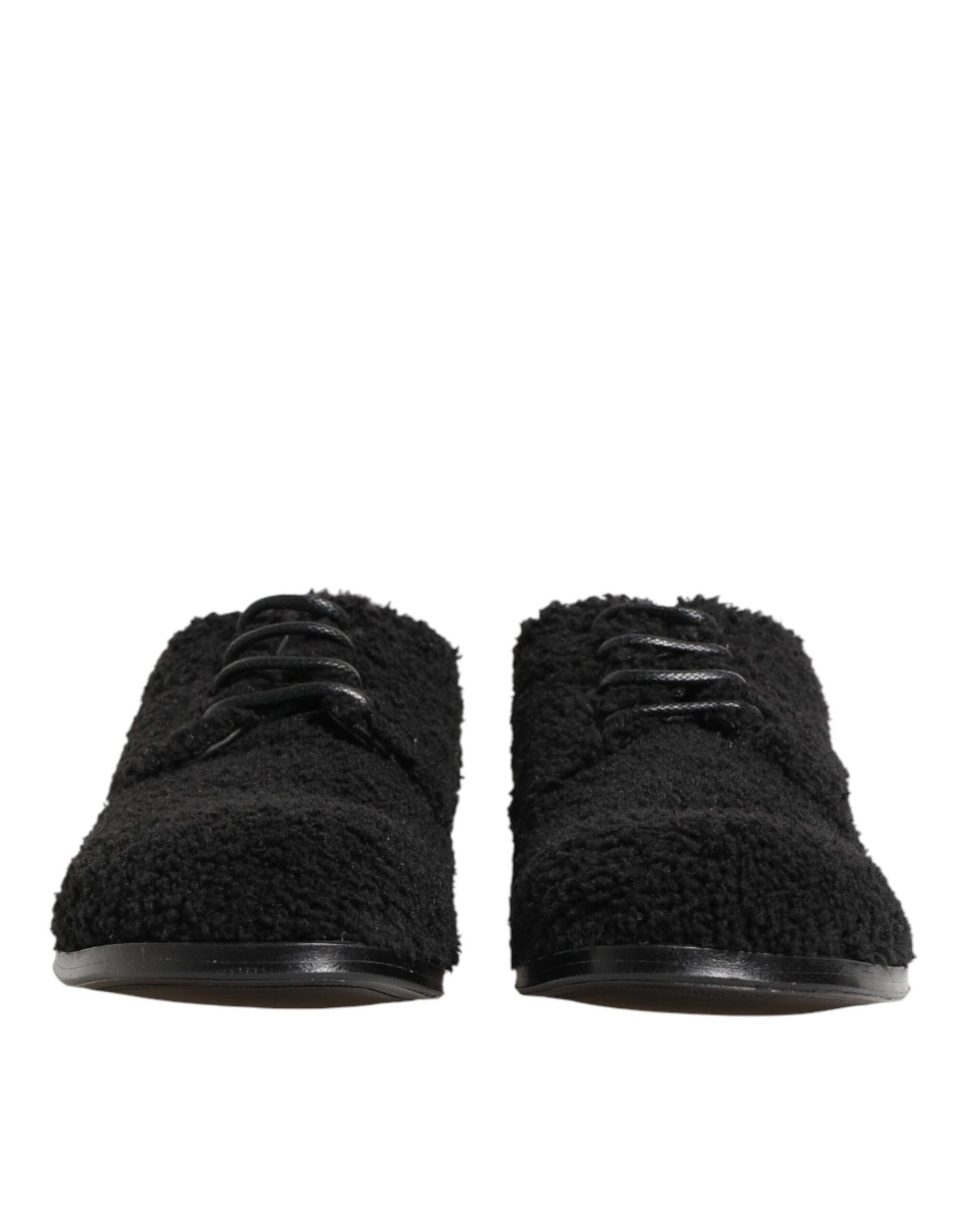 Dolce & Gabbana Men Black Riccio Shearling Dress Derby Shoes
