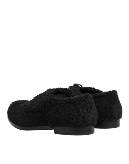 Dolce & Gabbana Men Black Riccio Shearling Dress Derby Shoes