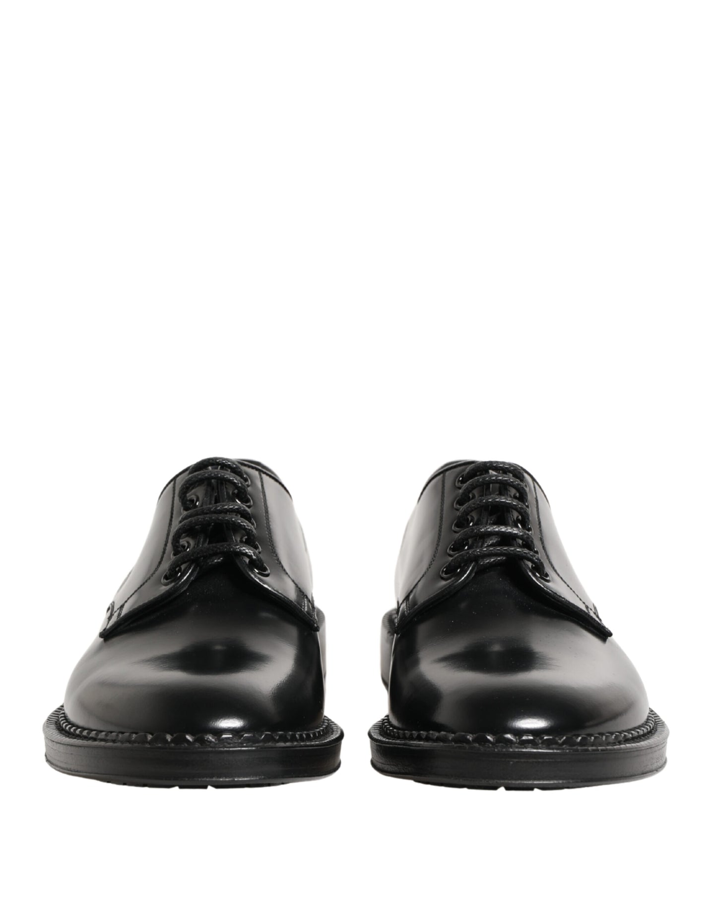 Dolce & Gabbana Men Black Lace-Up Leather Crown Dress Derby Shoes