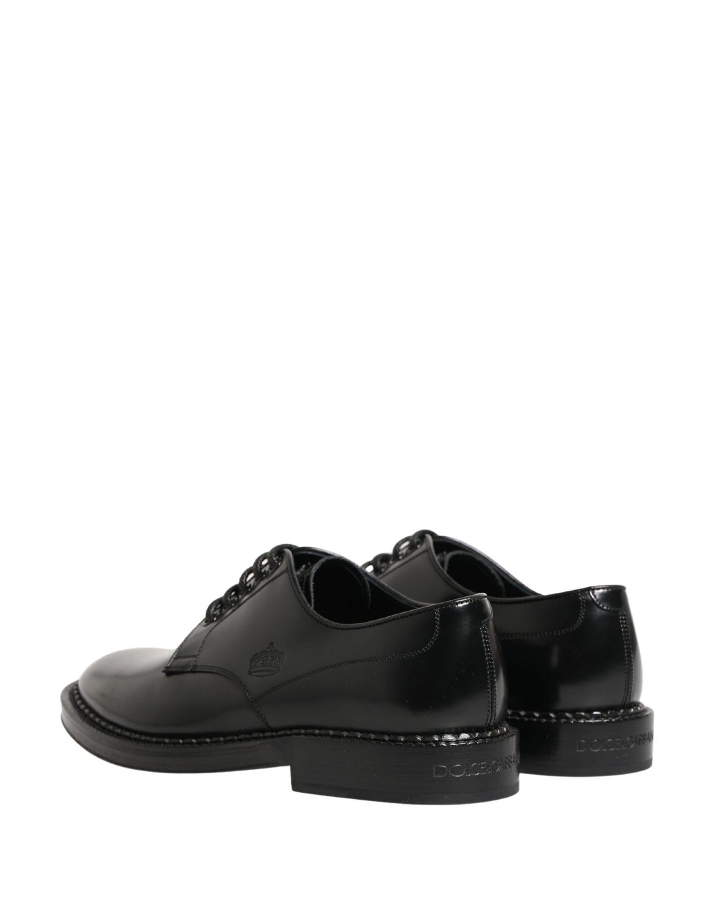 Dolce & Gabbana Men Black Lace-Up Leather Crown Dress Derby Shoes