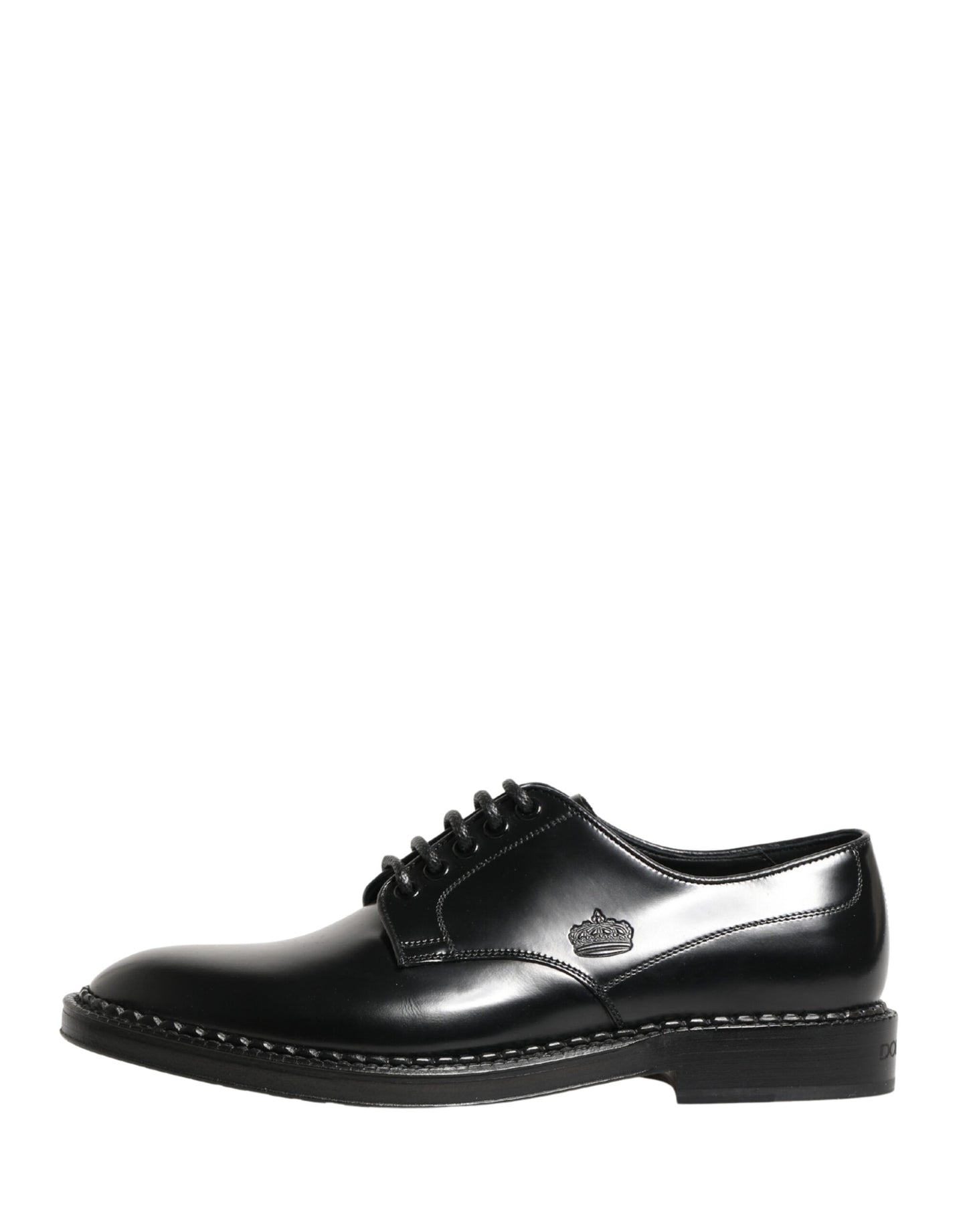 Dolce & Gabbana Men Black Lace-Up Leather Crown Dress Derby Shoes