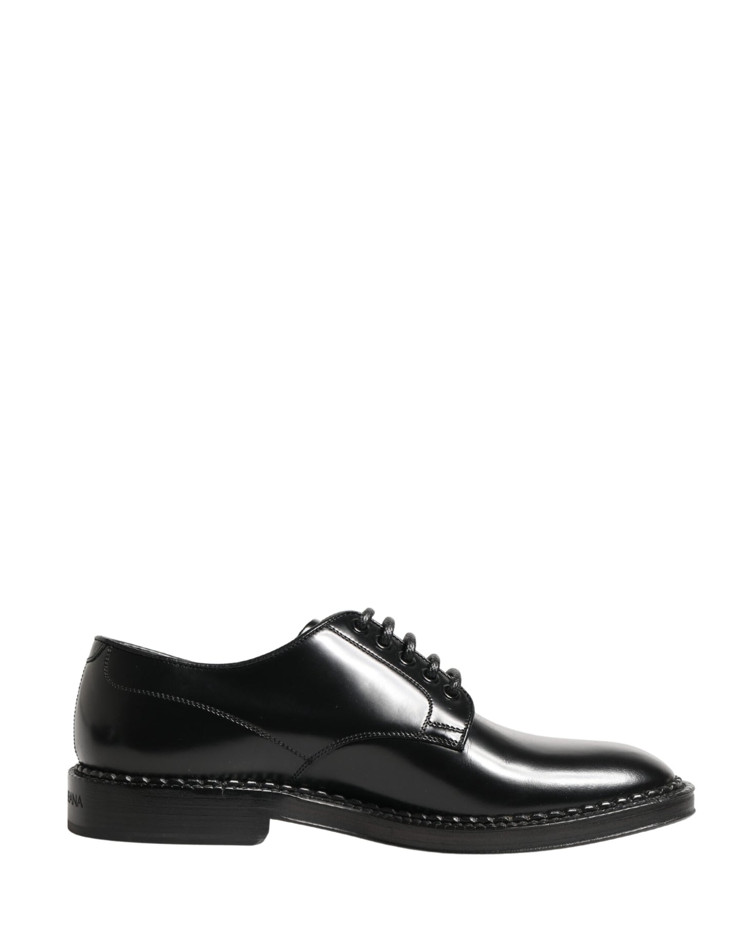 Dolce & Gabbana Men Black Lace-Up Leather Crown Dress Derby Shoes