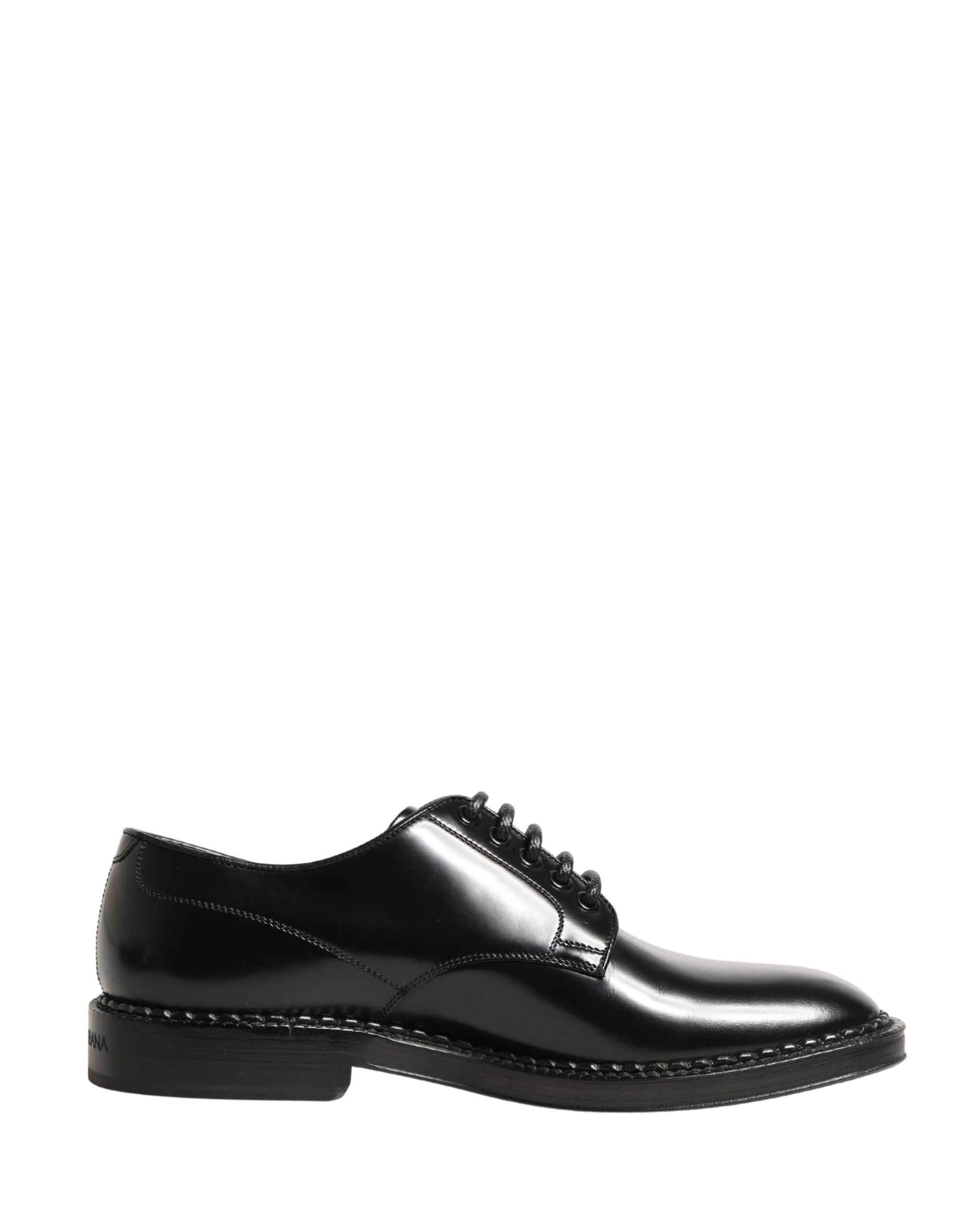 Dolce & Gabbana Men Black Lace-Up Leather Crown Dress Derby Shoes