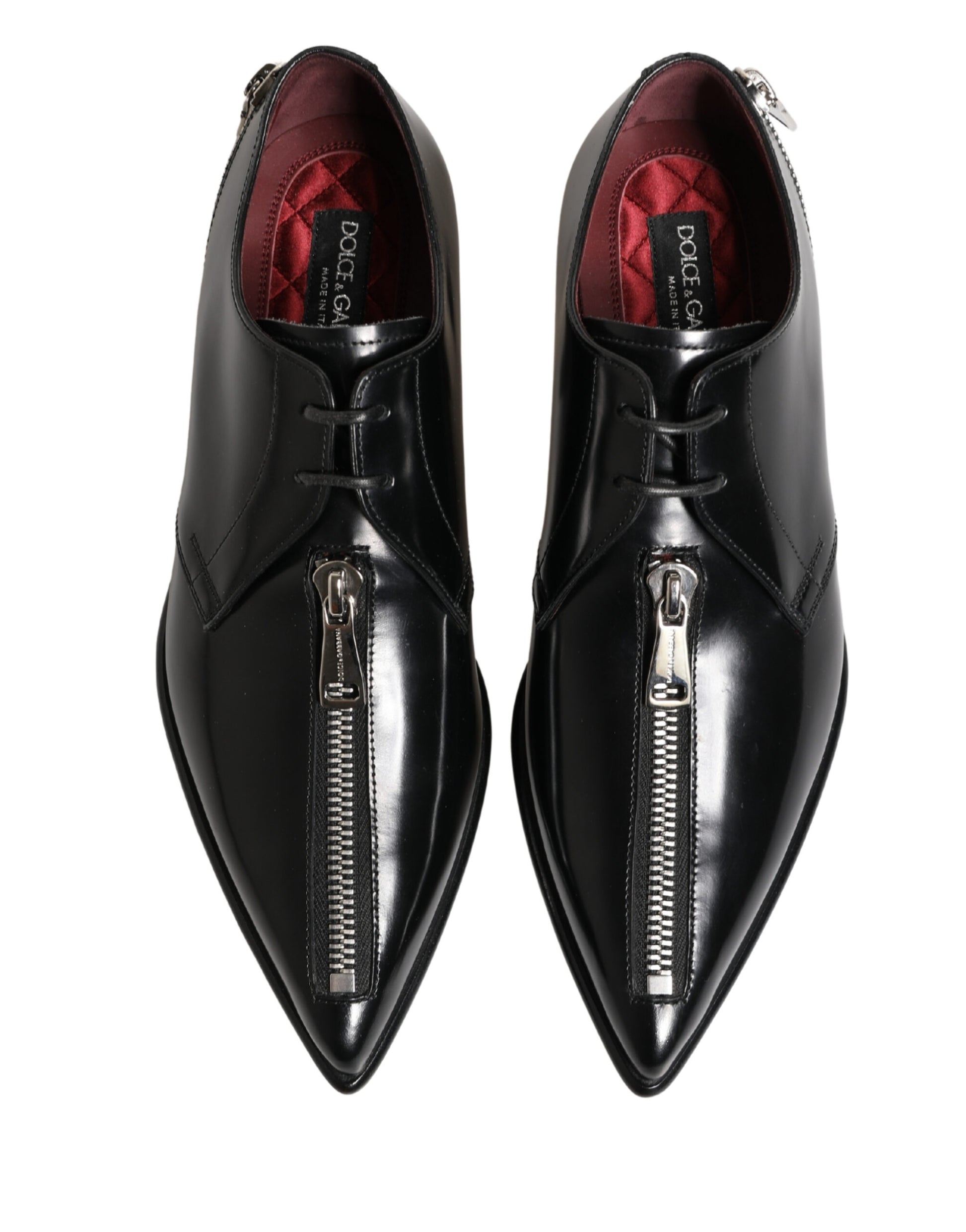 Dolce & Gabbana Men Black Lace-Up Leather Zip Dress Derby Shoes