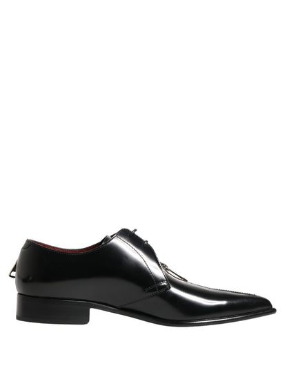 Dolce & Gabbana Men Black Lace-Up Leather Zip Dress Derby Shoes