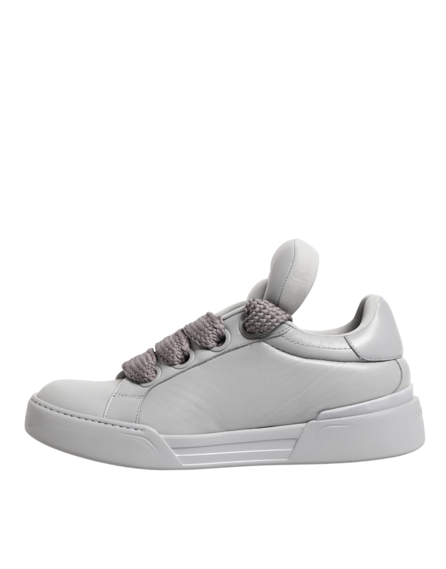Dolce & Gabbana White Leather Gray Laces Low Top Sneakers Shoes
