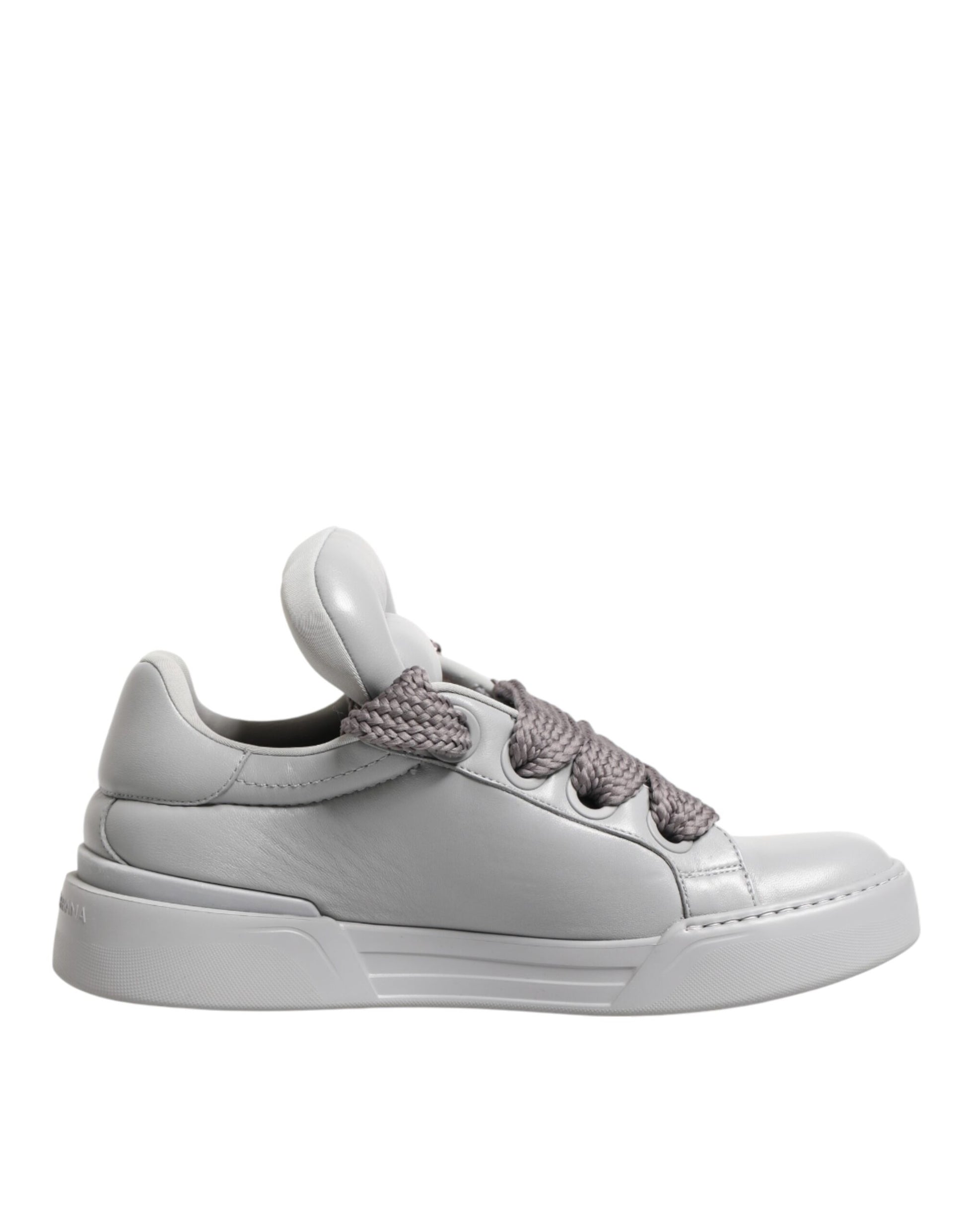 Dolce & Gabbana White Leather Gray Laces Low Top Sneakers Shoes