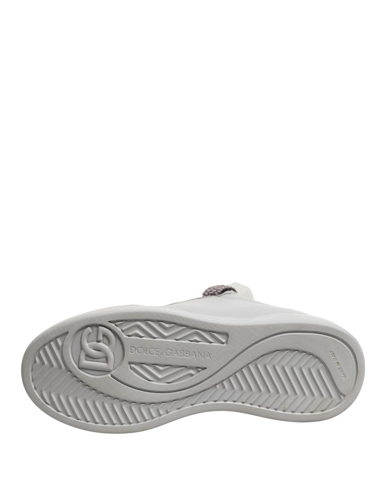 Dolce & Gabbana White Leather Gray Laces Low Top Sneakers Shoes
