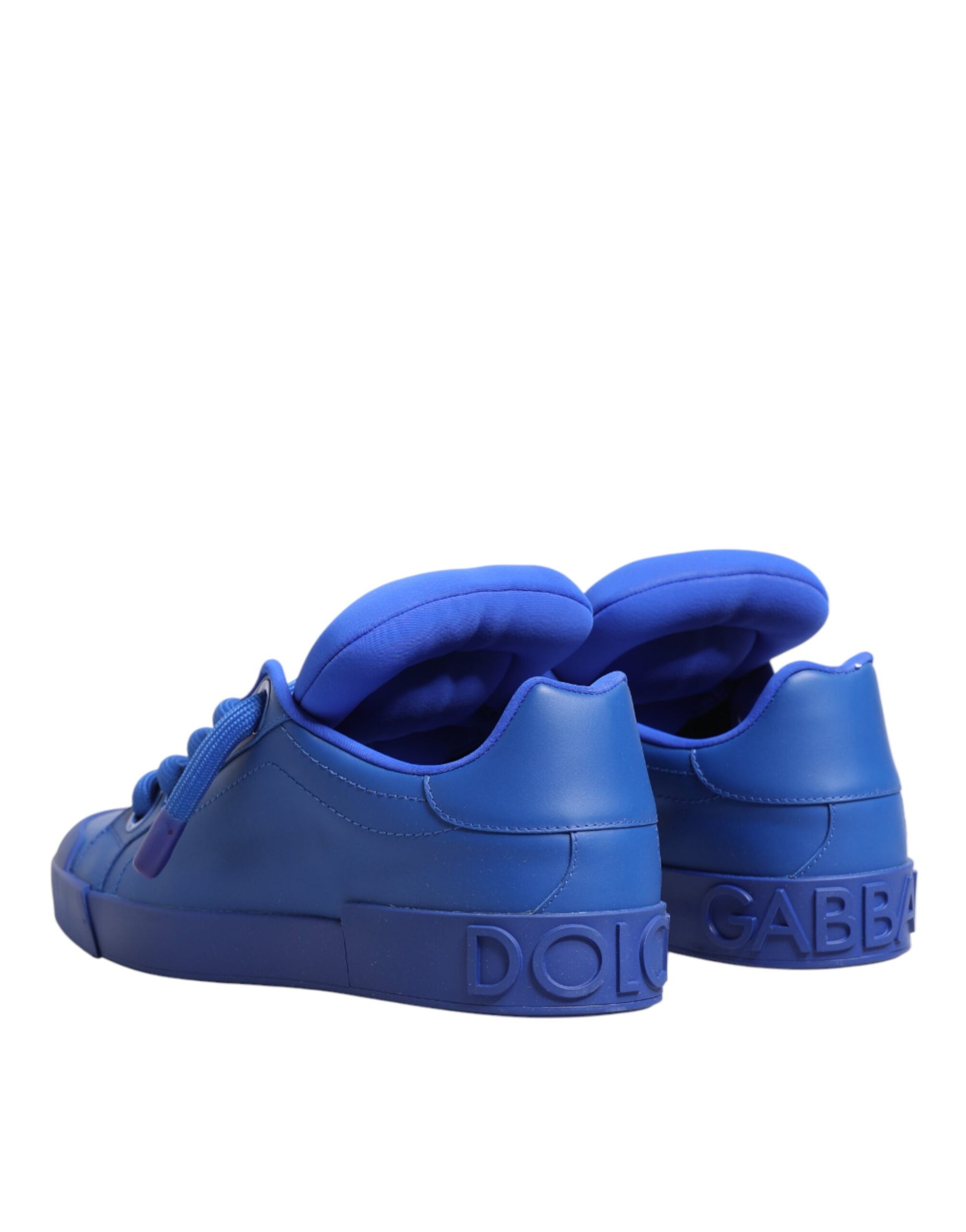 Dolce & Gabbana Blue Leather DG Logo Sole Low Top Sneakers Shoes