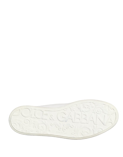 Dolce & Gabbana White Bianco Leather Men Low Top Sneakers Shoes
