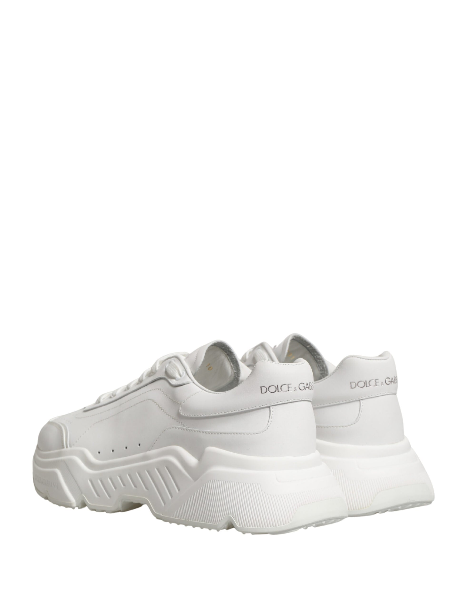Dolce & Gabbana White Calfskin Leather Low Top Sneakers Shoes