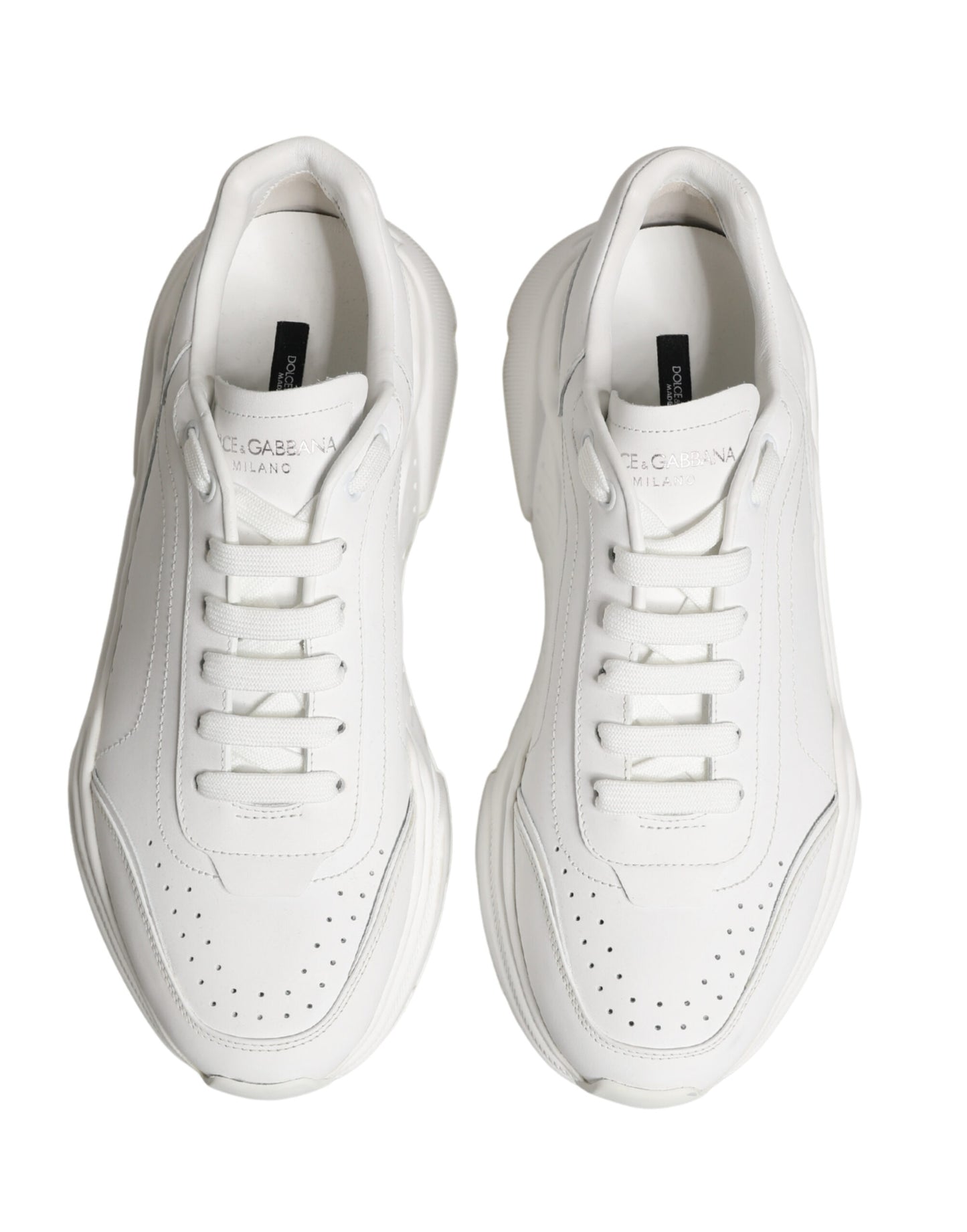 Dolce & Gabbana White Calfskin Leather Low Top Sneakers Shoes