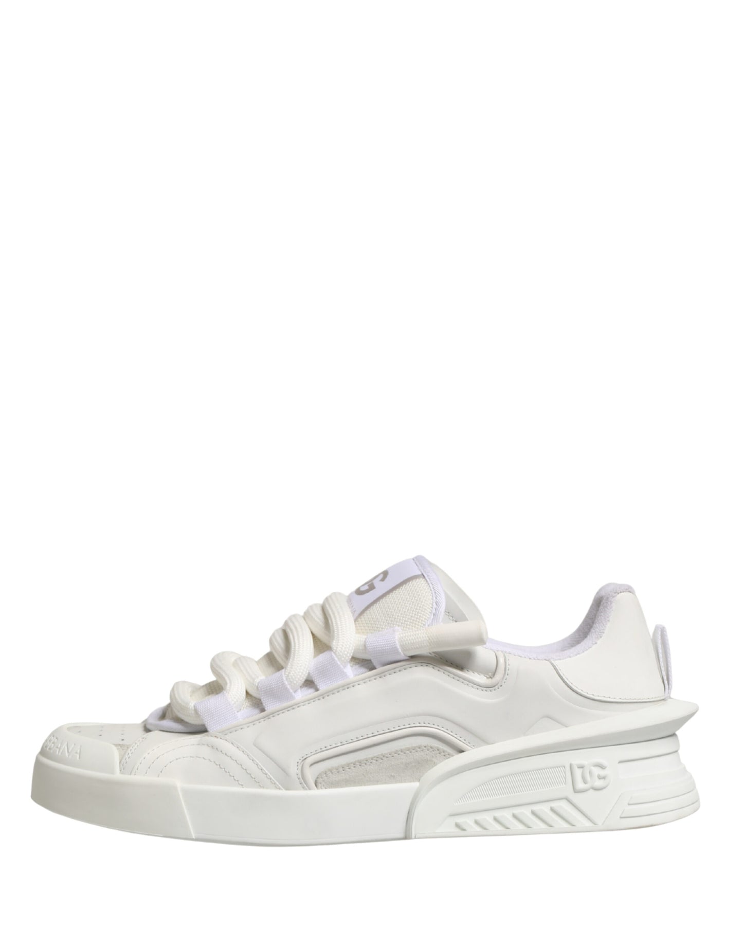 Dolce & Gabbana White Leather DG Logo Low Top Sneakers Shoes