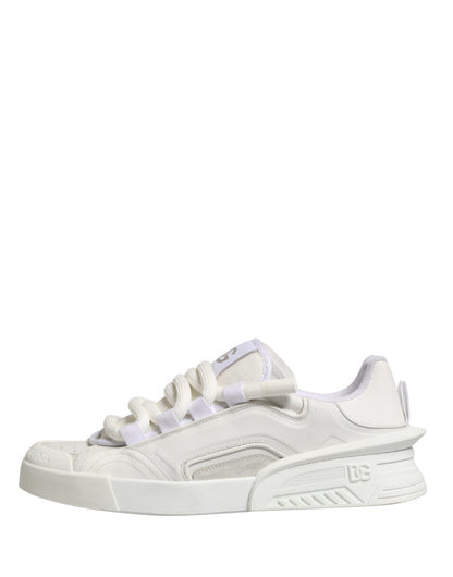 Dolce & Gabbana White Leather DG Logo Low Top Sneakers Shoes