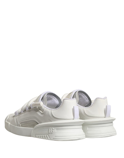 Dolce & Gabbana White Leather DG Logo Low Top Sneakers Shoes