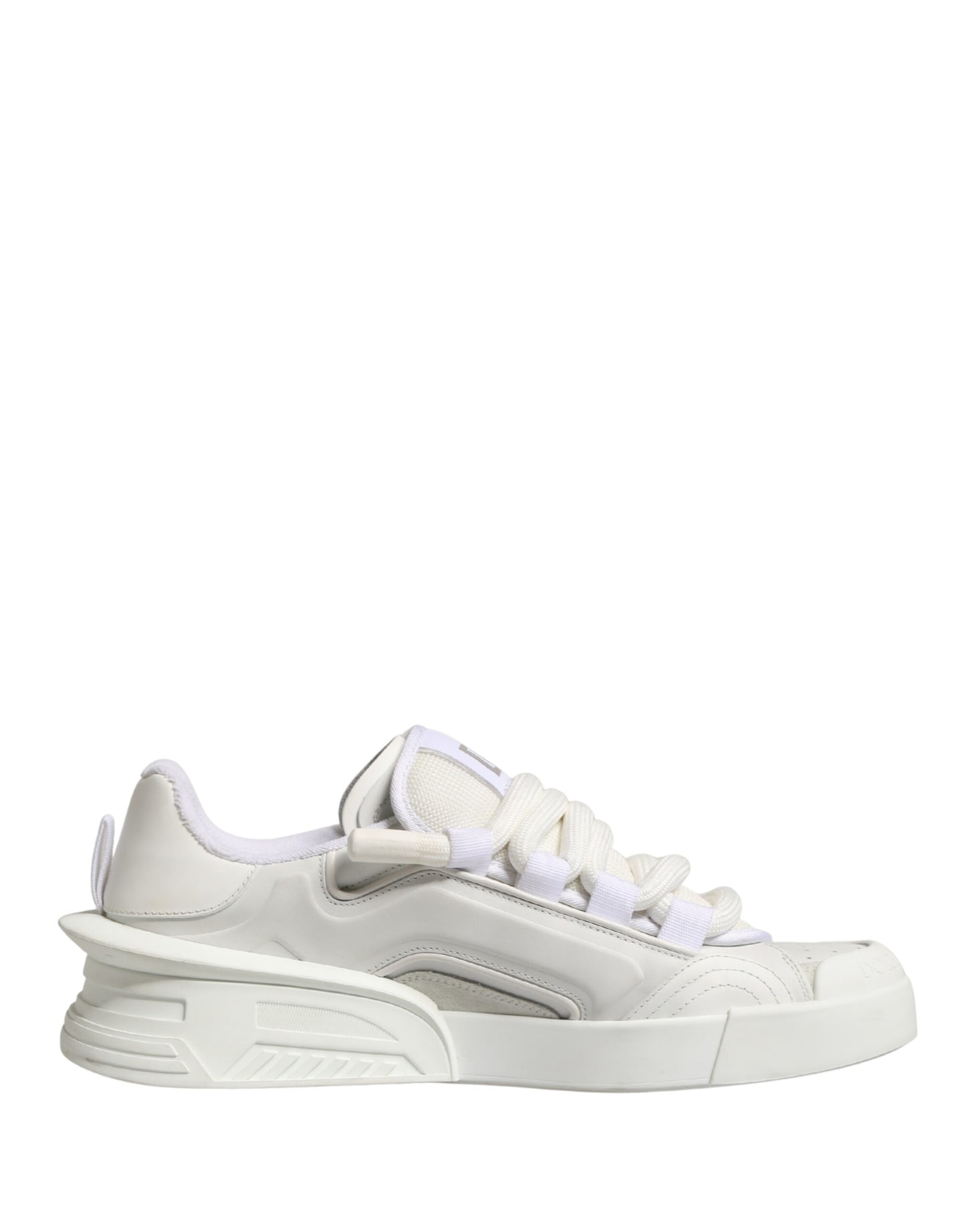 Dolce & Gabbana White Calfskin Leather Low Top Sneakers Shoes