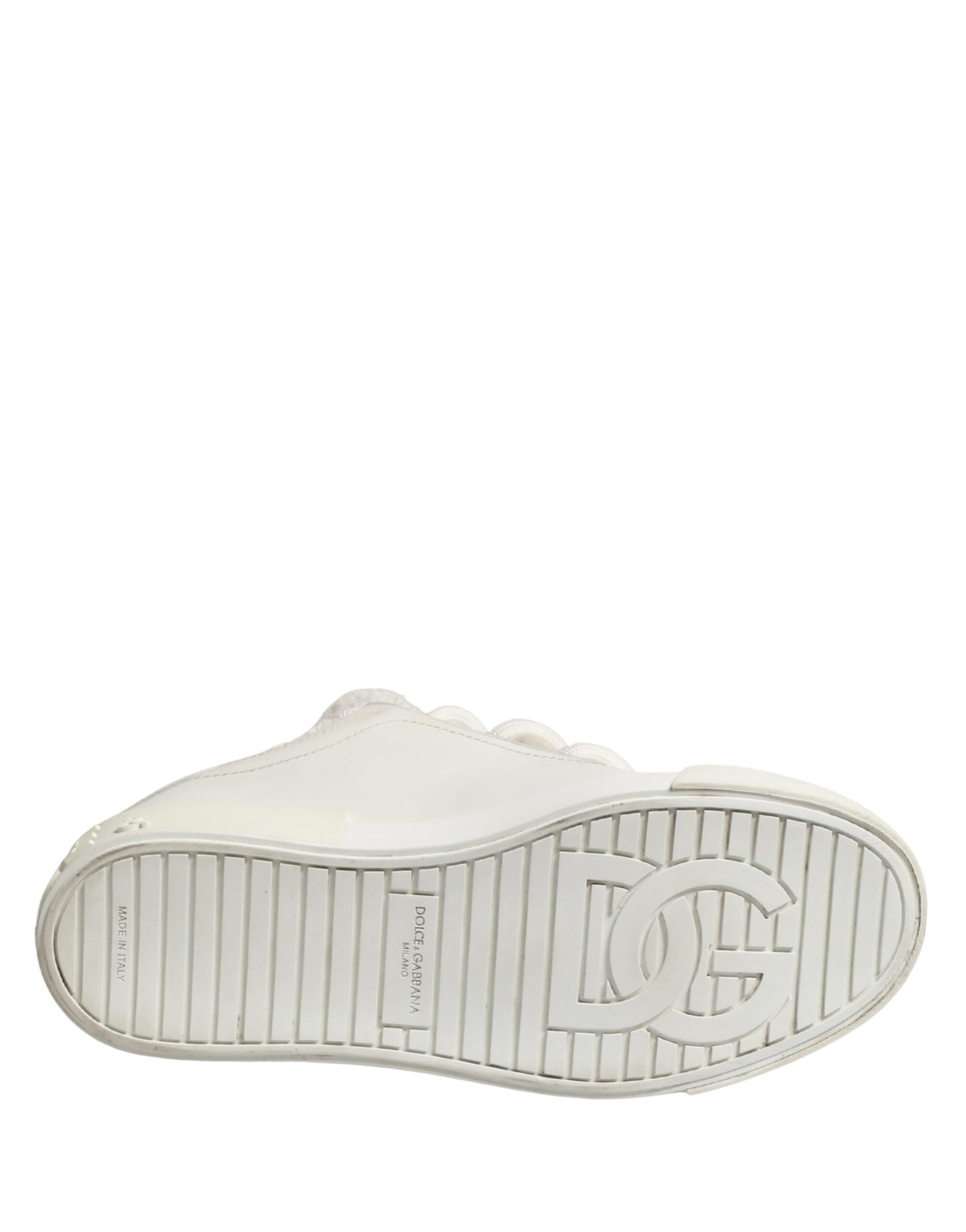 Dolce & Gabbana White Shearling Fur Bianco Low Top Sneakers Shoes