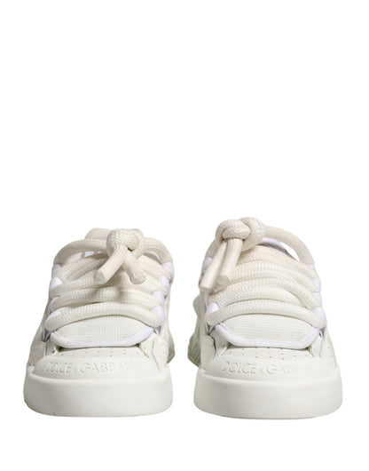 Dolce & Gabbana White Leather DG Logo Lace Up Sneakers Shoes