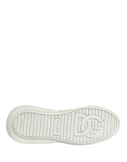 Dolce & Gabbana White Leather DG Logo Lace Up Sneakers Shoes