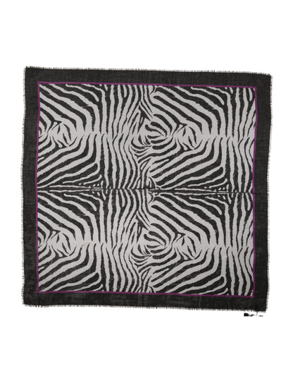 Dolce & Gabbana White Black Zebra Pattern Shawl 255cm x 132cm Men Scarf