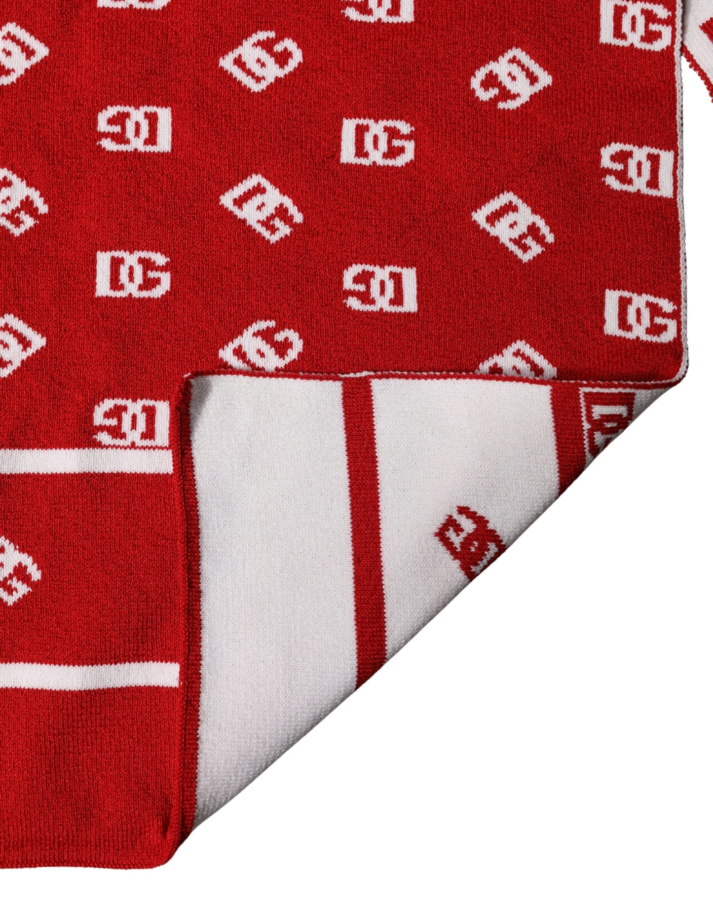 Dolce & Gabbana Red White Logo Print Foulard 201cm x 40.5cm  Men Scarf