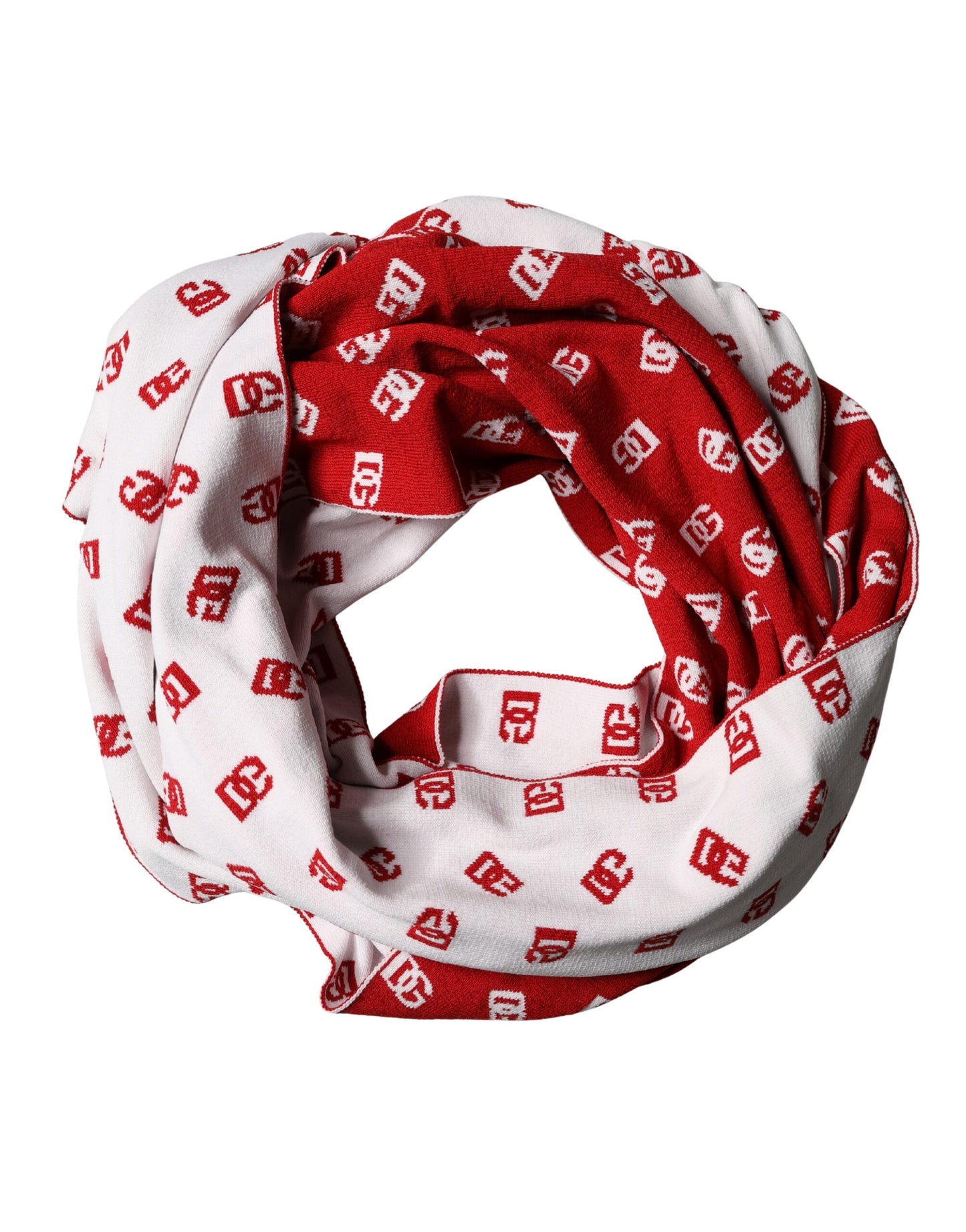 Dolce & Gabbana Red White Logo Print Foulard 201cm x 40.5cm  Men Scarf