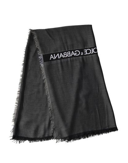 Dolce & Gabbana Black Modal Warmer Shawl Fringes 140cm x 134cm Men Scarf