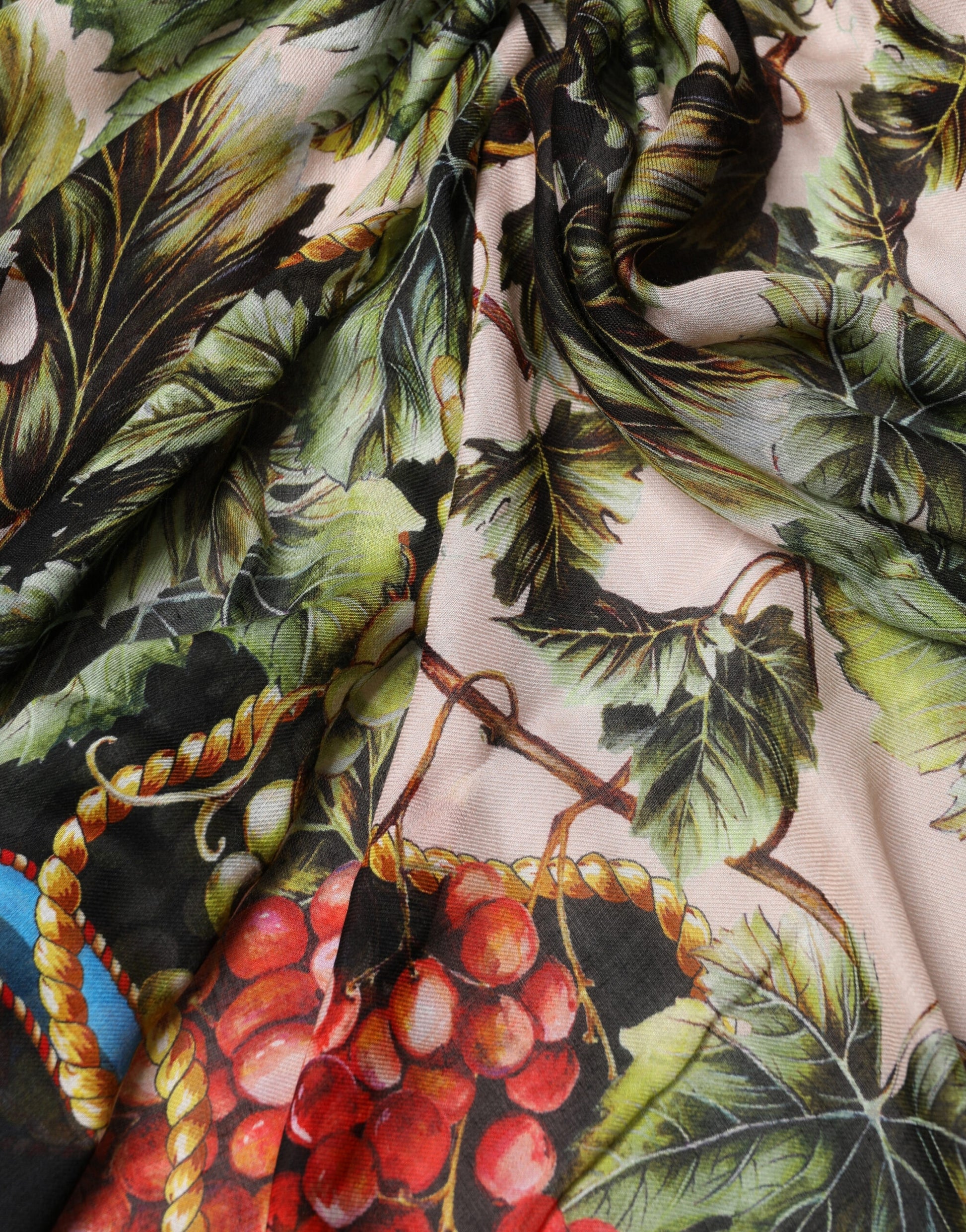 Dolce & Gabbana Multicolor Grapes Print Wrap Shawl 196cm x 134cm  Scarf