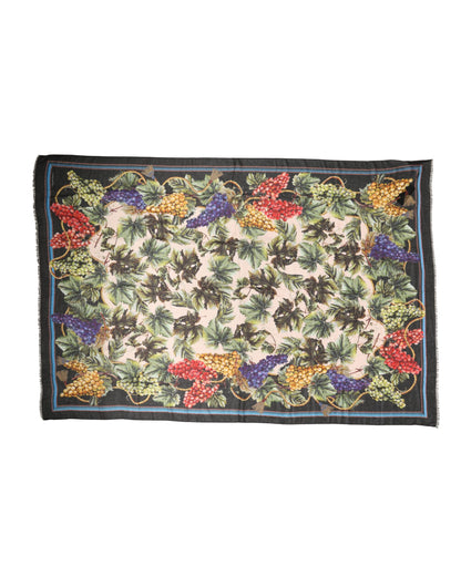 Dolce & Gabbana Multicolor Grapes Print Wrap Shawl 196cm x 134cm  Scarf