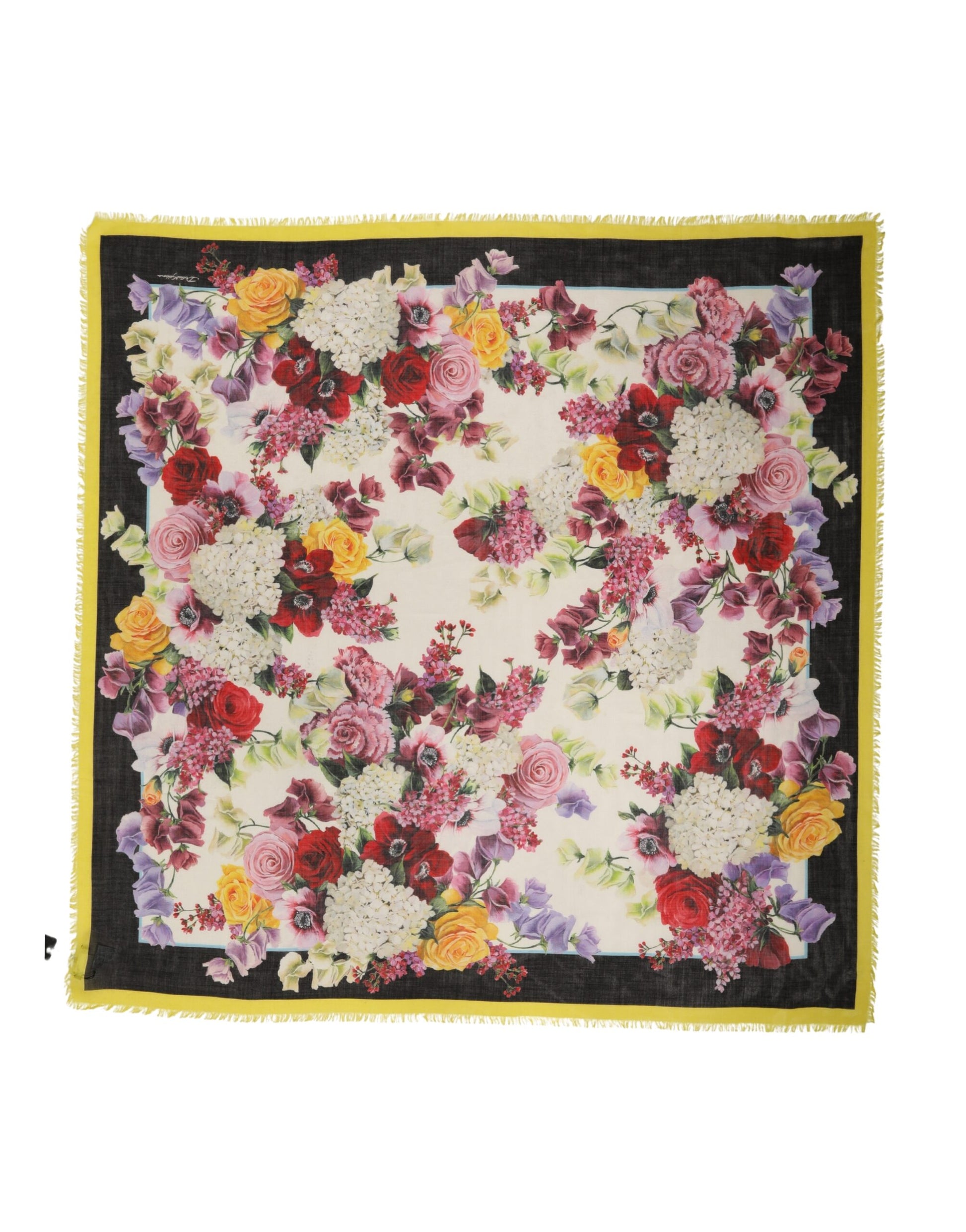 Dolce & Gabbana Multicolor Floral Print Square Stole 135cm x 130cm Scarf