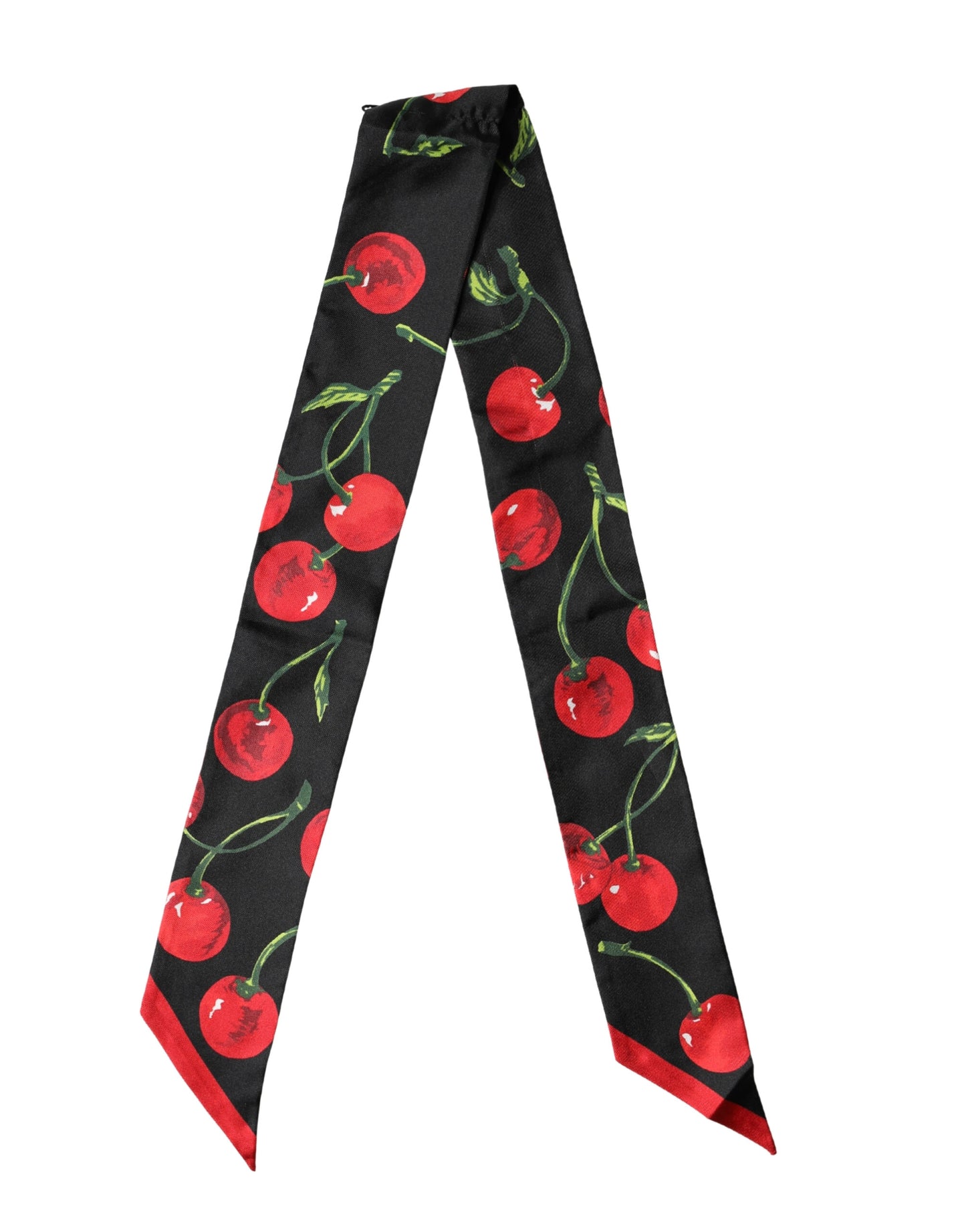 Dolce & Gabbana Black Cherry Silk Neck Wrap Stole 100cm x 6cm Scarf