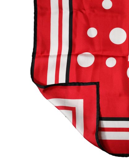 Dolce & Gabbana Red White Polka Dot Square Foulard 90cm x 88cm Scarf