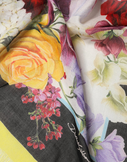 Dolce & Gabbana Multicolor Floral Square Stole 134.5cm x 134.5cm Scarf