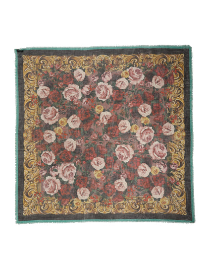 Dolce & Gabbana Multicolor Floral Cashmere Square Stole 134cmx134cm Scarf