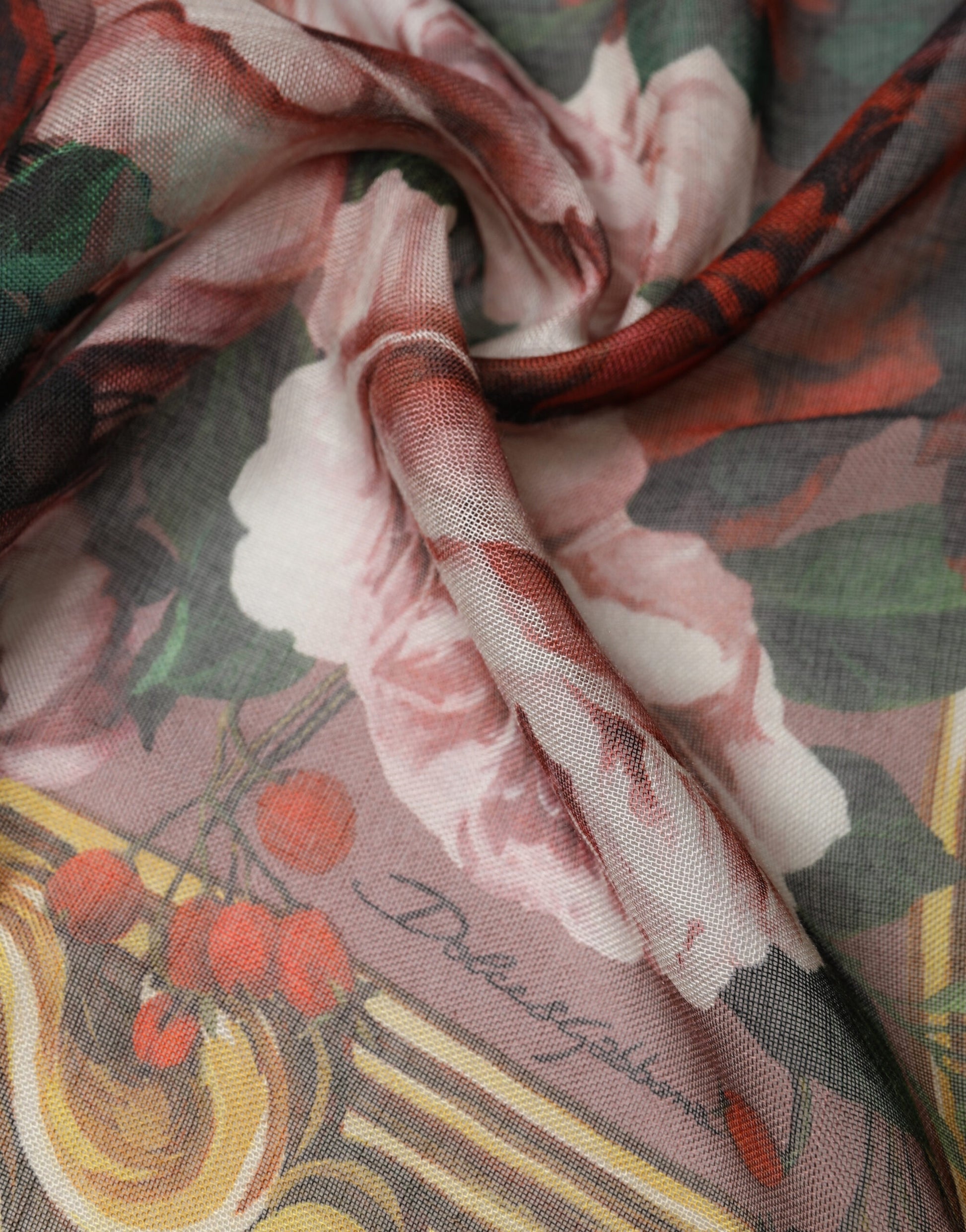 Dolce & Gabbana Multicolor Floral Cashmere Square Stole 134cmx134cm Scarf