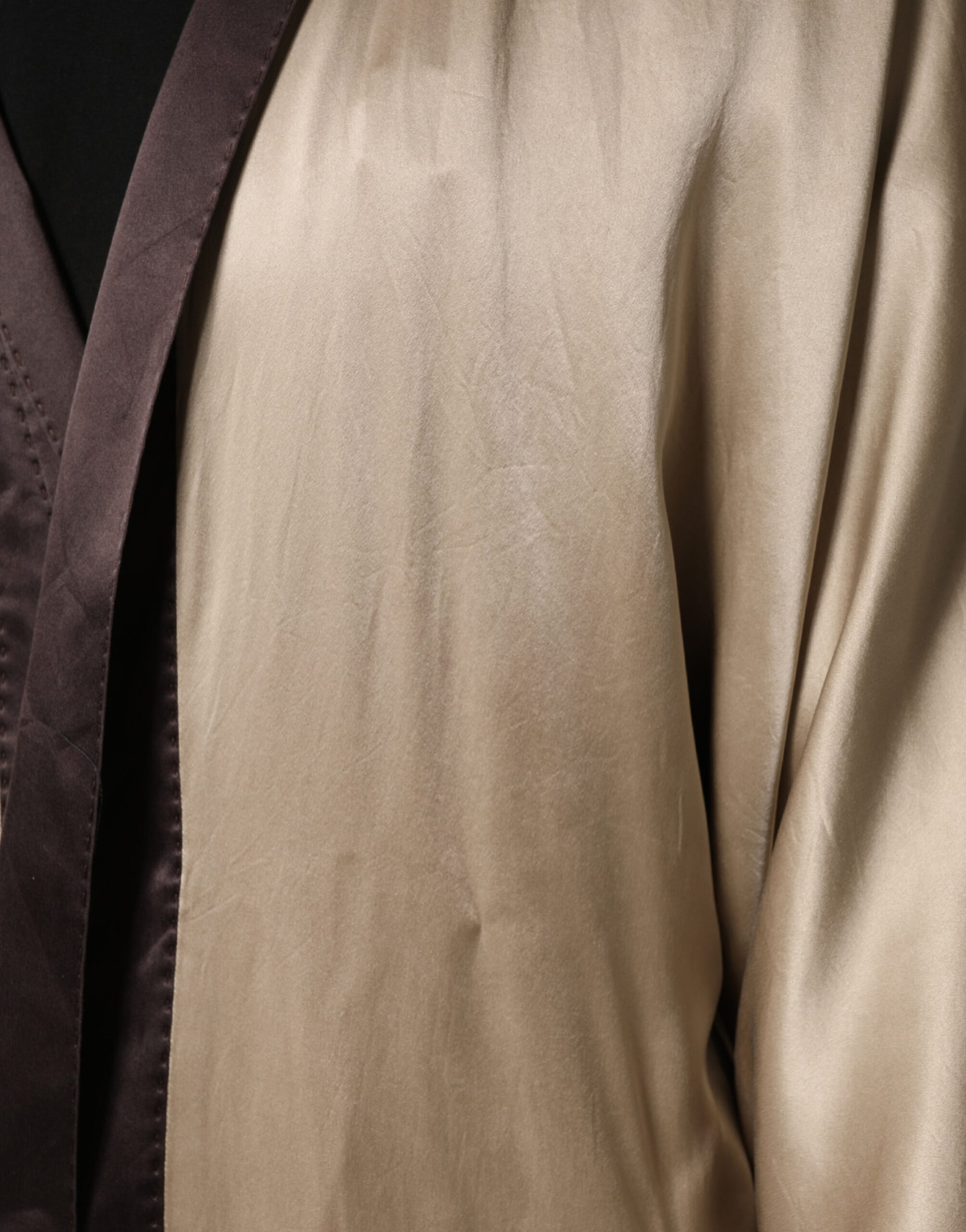 Dolce & Gabbana Beige Silk Satin Long Coat Robe Jacket