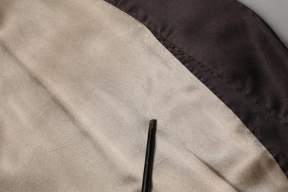 Dolce & Gabbana Beige Silk Satin Long Coat Robe Jacket