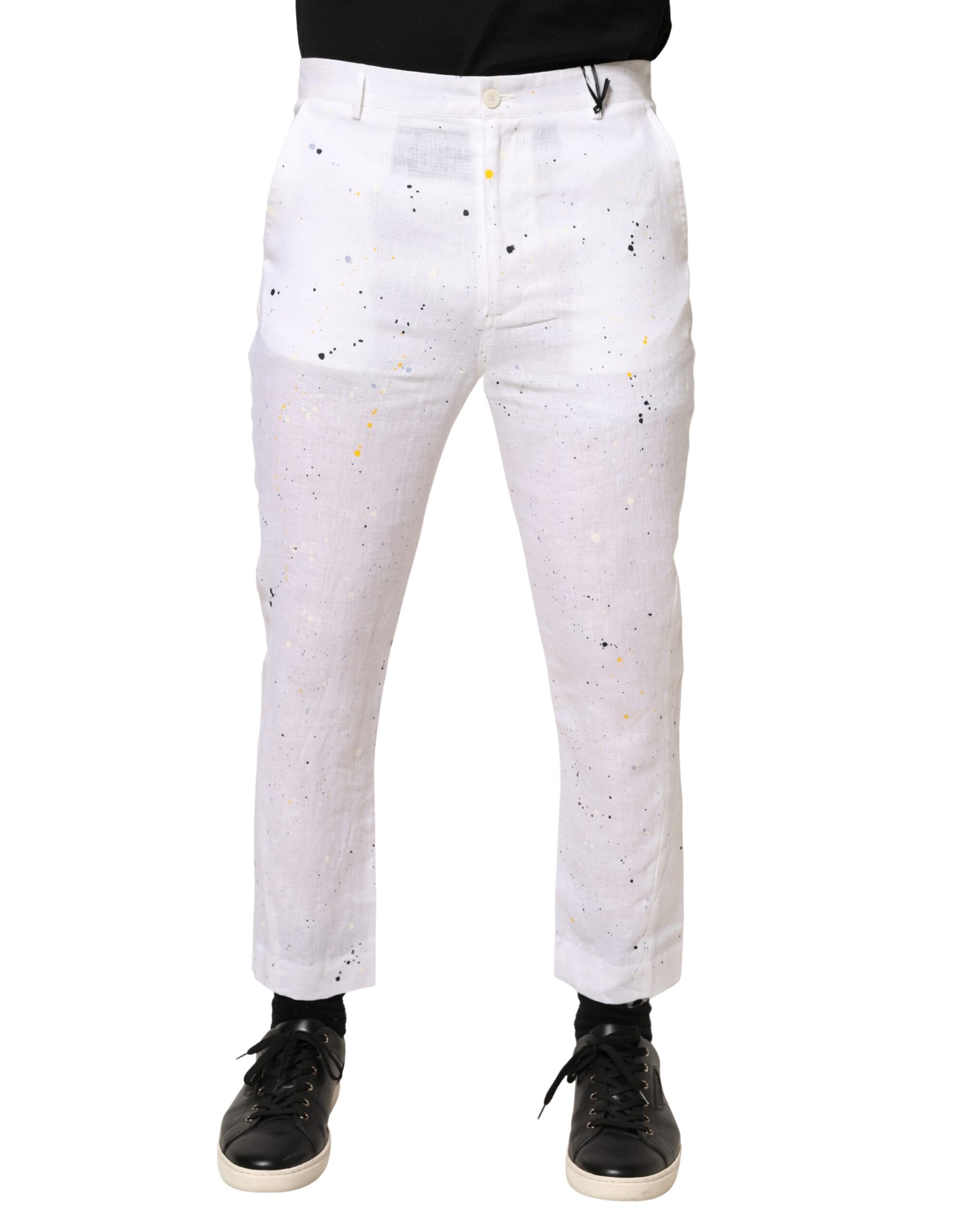 Daniele Alessandrini White Paint Print SkinnyFit Trouser Pants