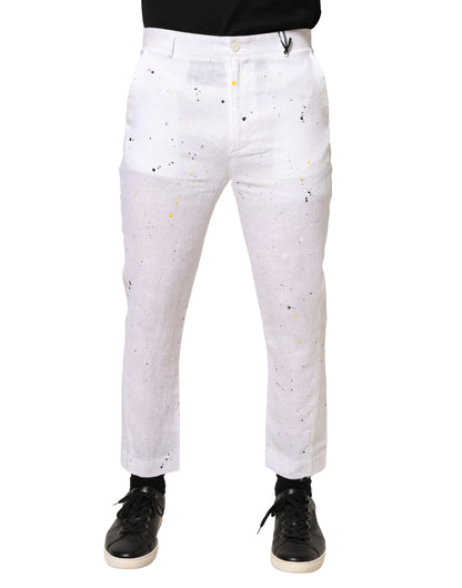 Daniele Alessandrini White Paint Print SkinnyFit Trouser Pants