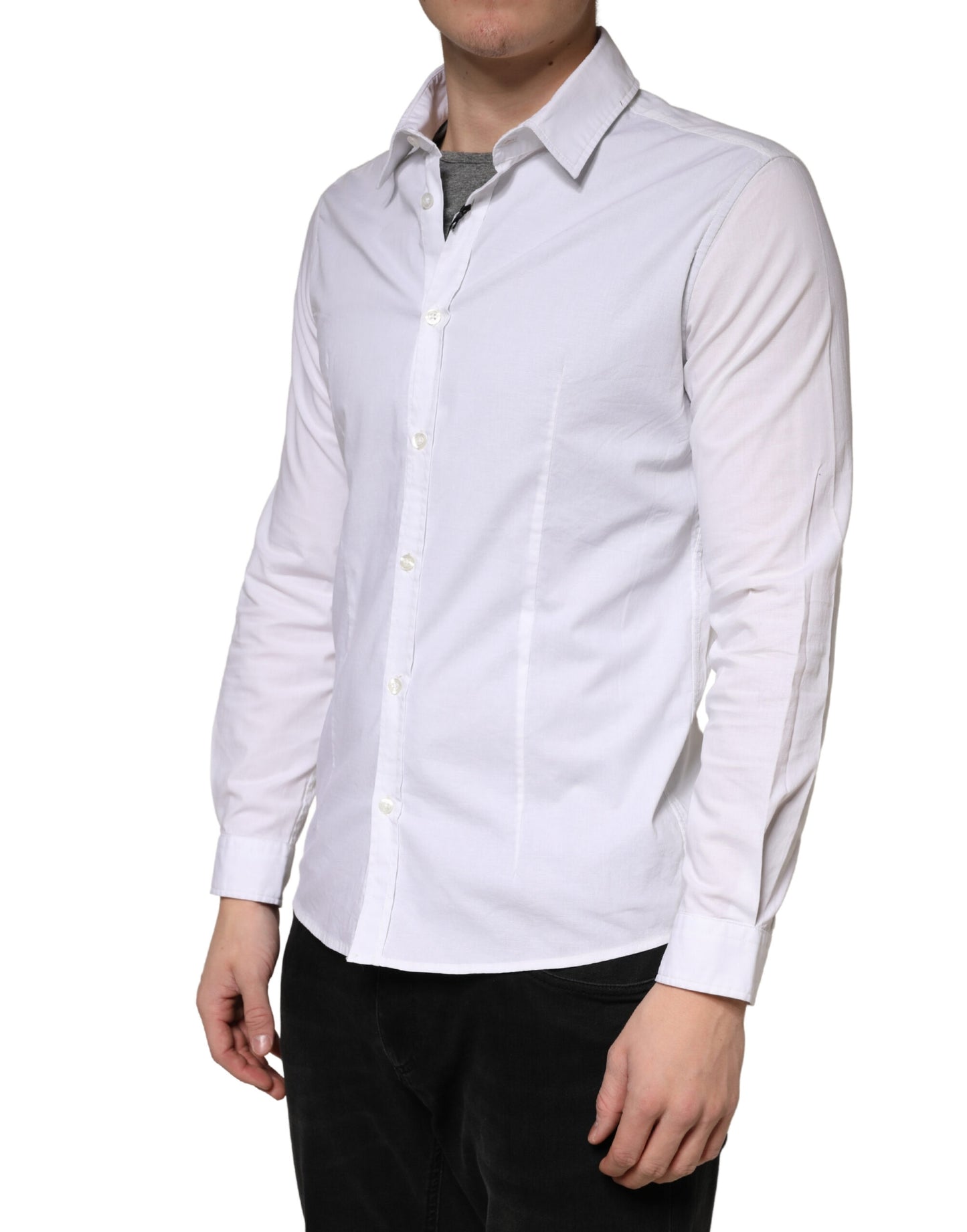 Daniele Alessandrini White Long Sleeves Dress Men Shirt